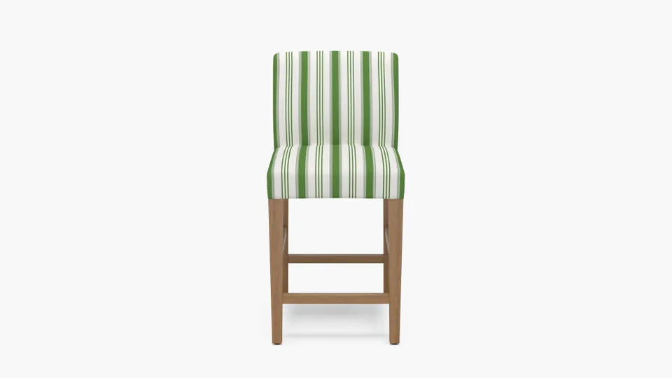 Signature Dining Counter Stool, Jade Regency Stripe, Natural Square Tapered Leg