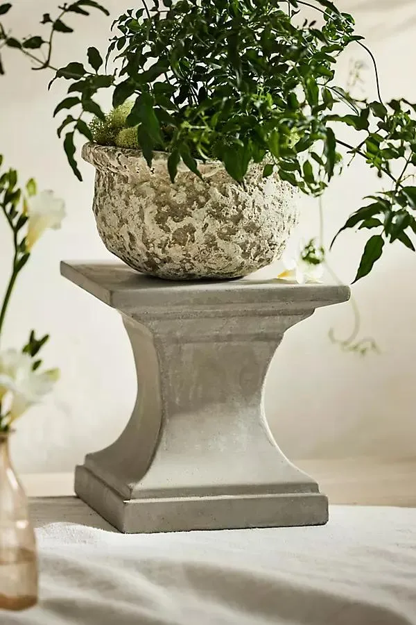Cement Pedestal Plant Stand, Square