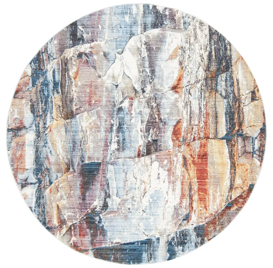 Arlo Home Woven Area Rug, MNY614D, Red/Multi,  7' X 7' Round