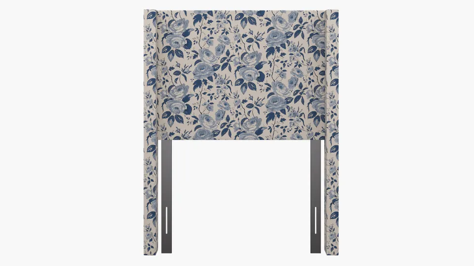 Modern Wingback Headboard, Delft Chintz, Twin