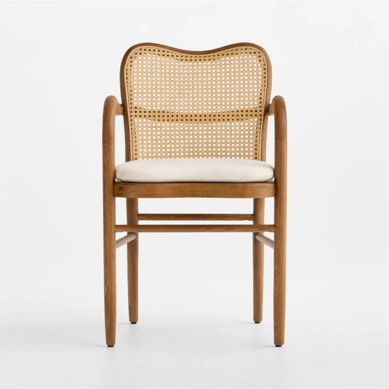 Sofi Cane and Warm Brown Solid Oak Wood Dining Armchair