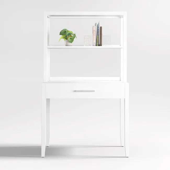 Ever Simple 36" Modular White Wood Kids Desk with Hutch