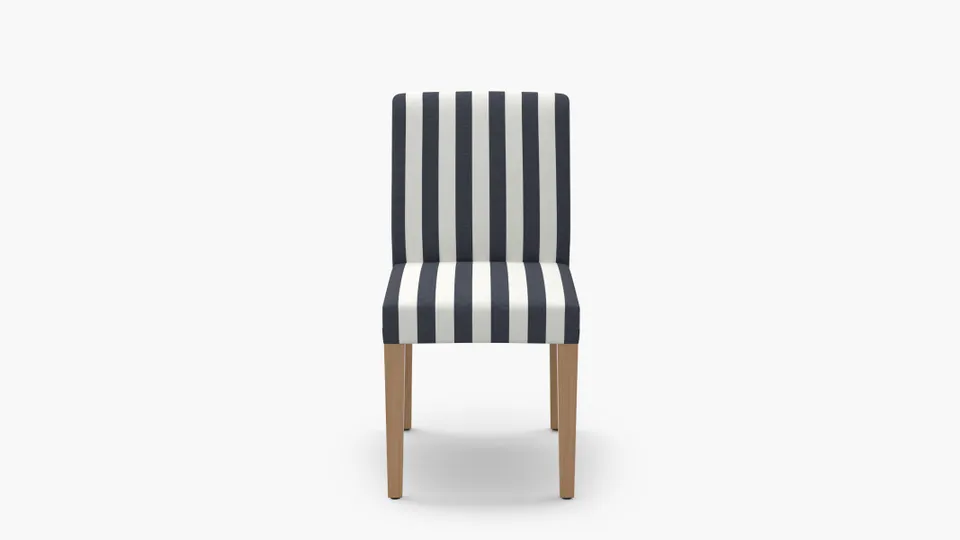 Signature Dining Chair, Navy Cabana Stripe, Natural Square Tapered Leg