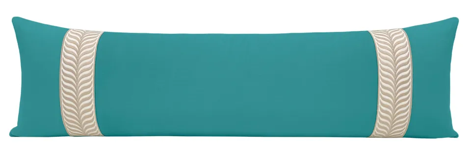 THE XL LUMBAR :: CLASSIC LINEN // PEACOCK + TRELLIS TRIM // NATURAL - 14" X 48"