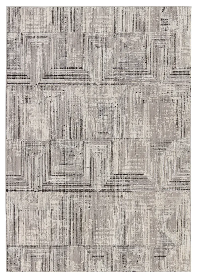 Sublime Geometric Gray/ Cream Area Rug (5'3"X8')