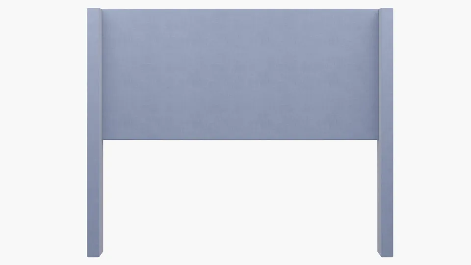 Modern Wingback Headboard, Denim Everyday Linen, Queen