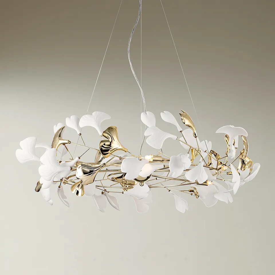 Possini Euro Descanso 34 1/2"W Gold and Ceramic 6-Light Chandelier