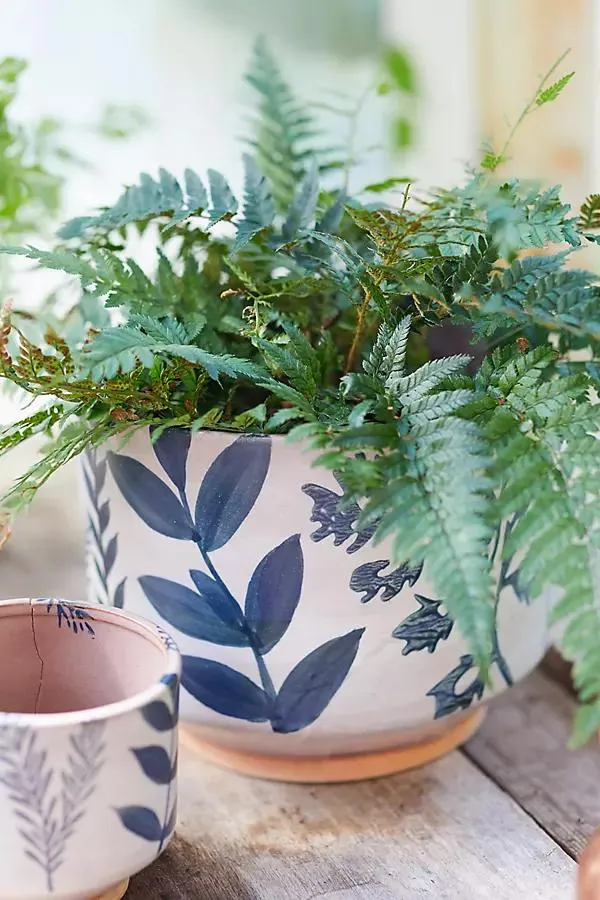Indigo Floral Footed Planter, 8"