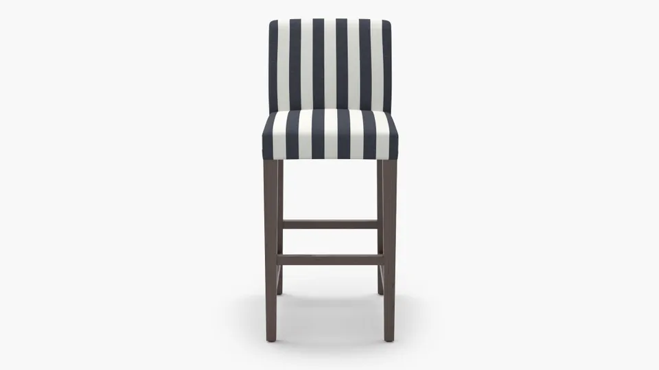 Signature Dining Bar Stool, Navy Cabana Stripe, Espresso Square Tapered Leg