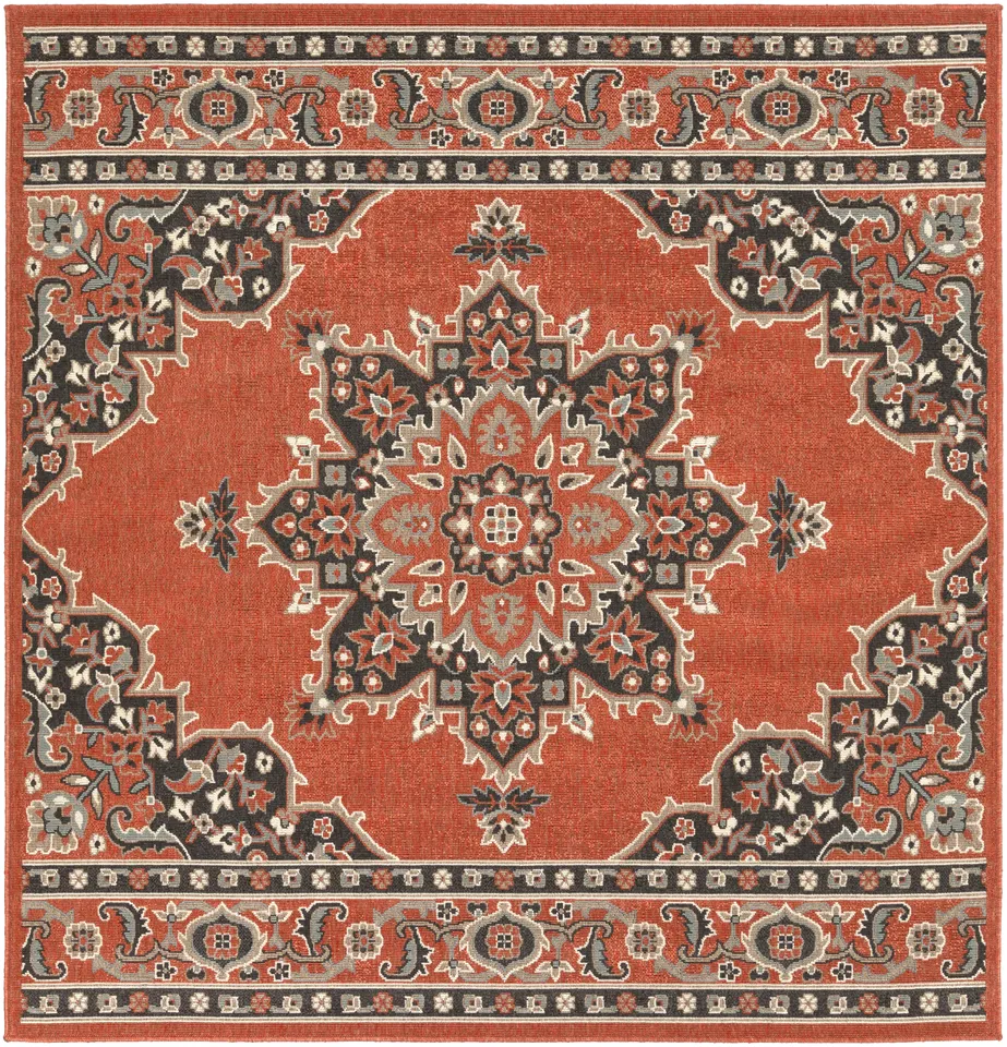 Alfresco Red Outdoor 7'3" x 7'3" Machine Woven Rug
