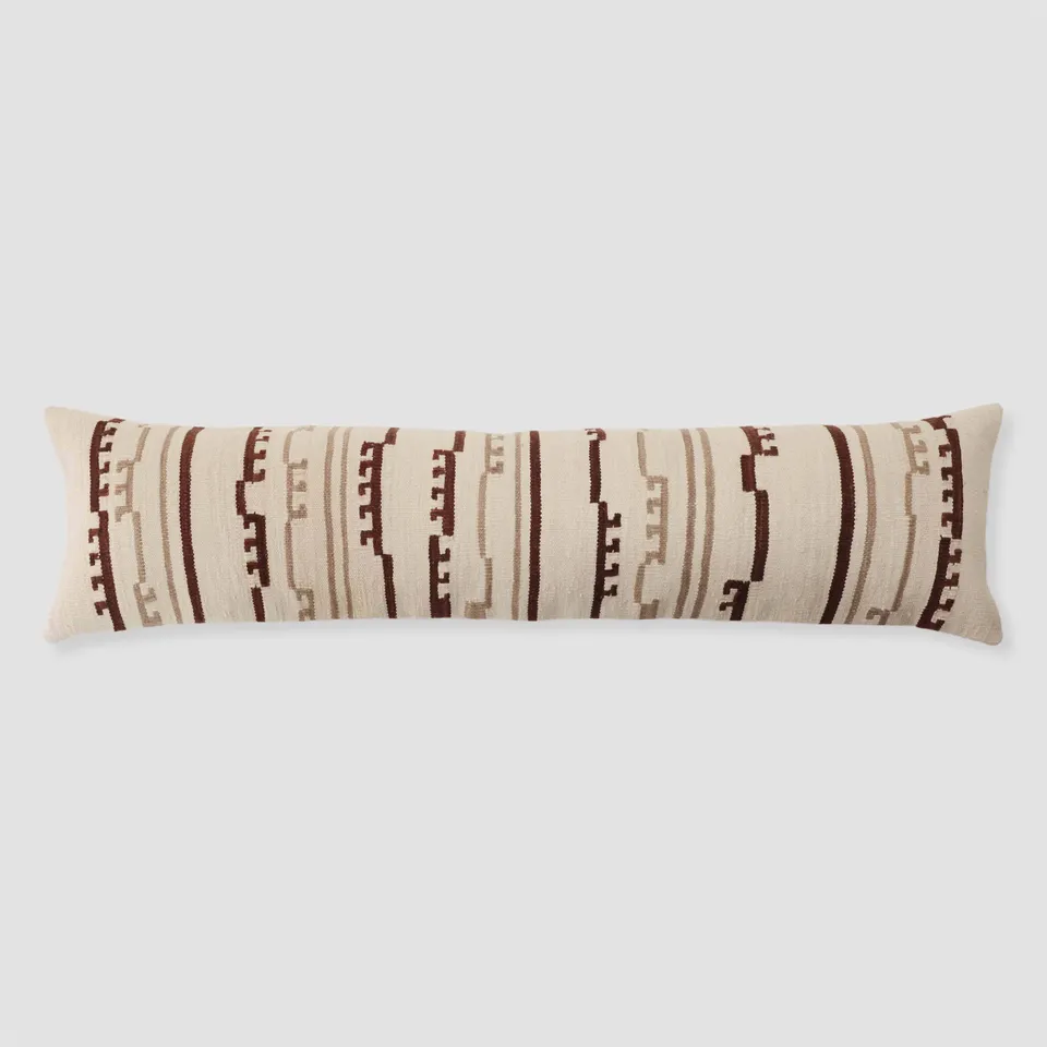 The Citizenry Tasmin Kilim Lumbar Pillow | 12x48 | blues&greens