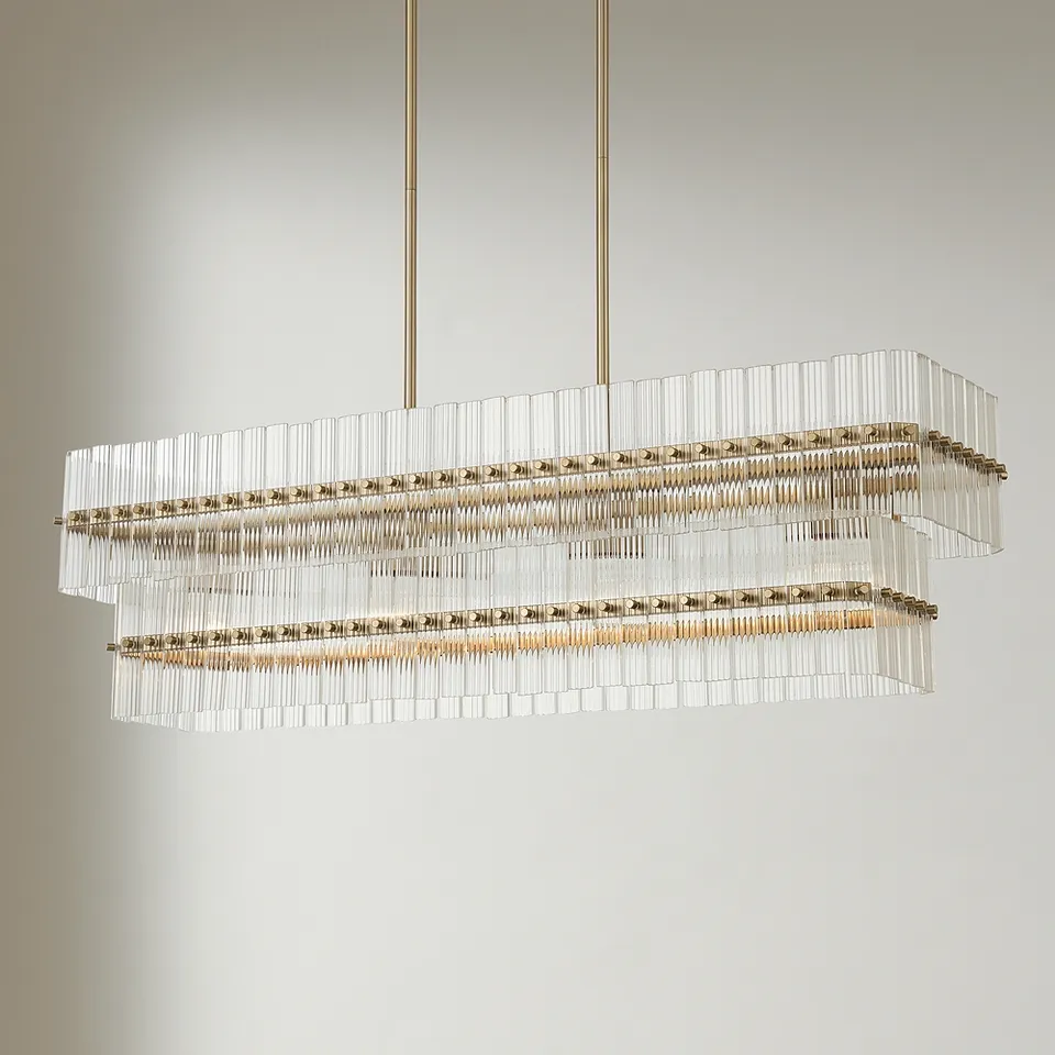 Possini Euro Emerson 36"W Matte Brass 4-Light Linear Island Pendant