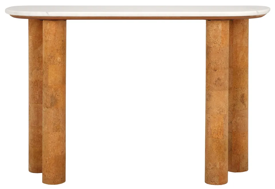 Marilynn Cork Console Table - White/Cork