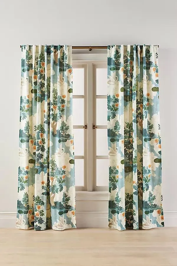 Cotton Printed Swan Curtain