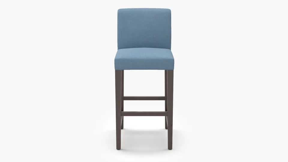 Signature Dining Bar Stool, French Blue Everyday Linen, Espresso Square Tapered Leg