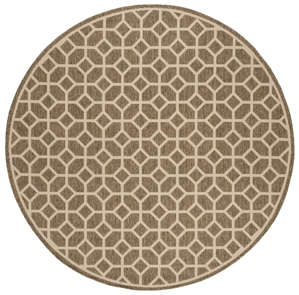 Arlo Home Indoor/Outdoor Woven Area Rug, LND127D, Beige/Cream,  6' 7" X 6' 7" Round