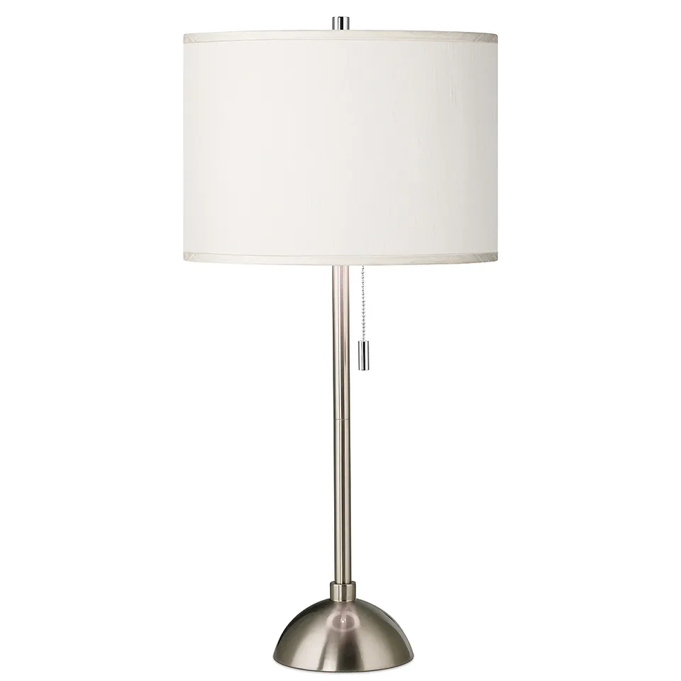 Possini Euro 28" Cream Faux Silk and Brushed Nickel Modern Table Lamp