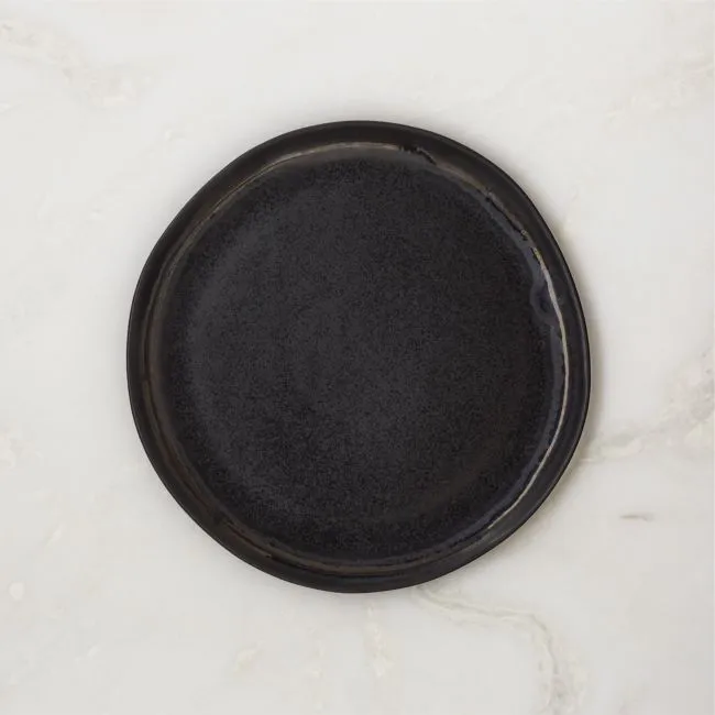 Hyacinth Black Salad Plate with Reactive Glaze