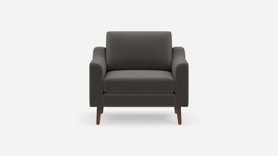 Nomad Armchair - Heather Charcoal - Performance Chenille / Walnut - Wood / Slope