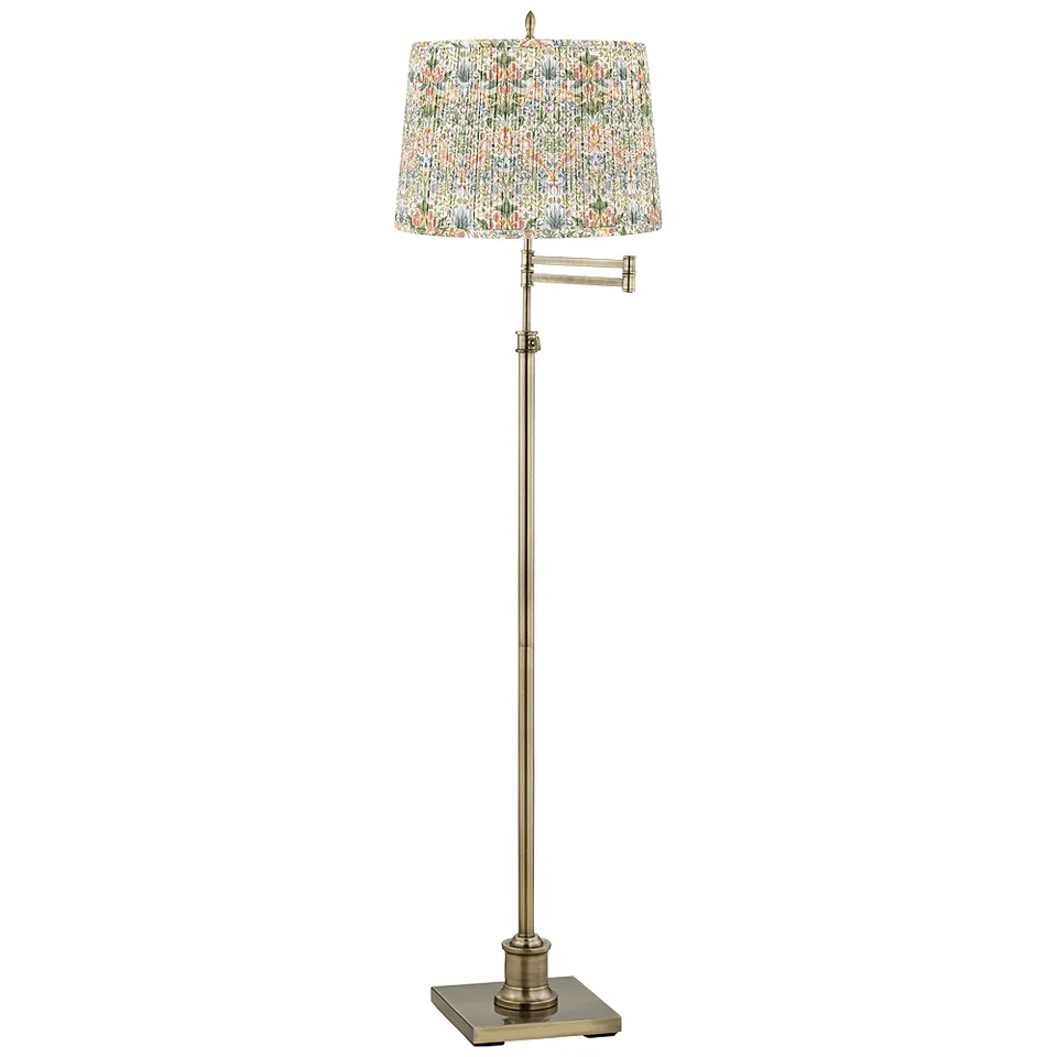Westbury Brass Swing Arm Floor Lamp with Multi-Color Shade