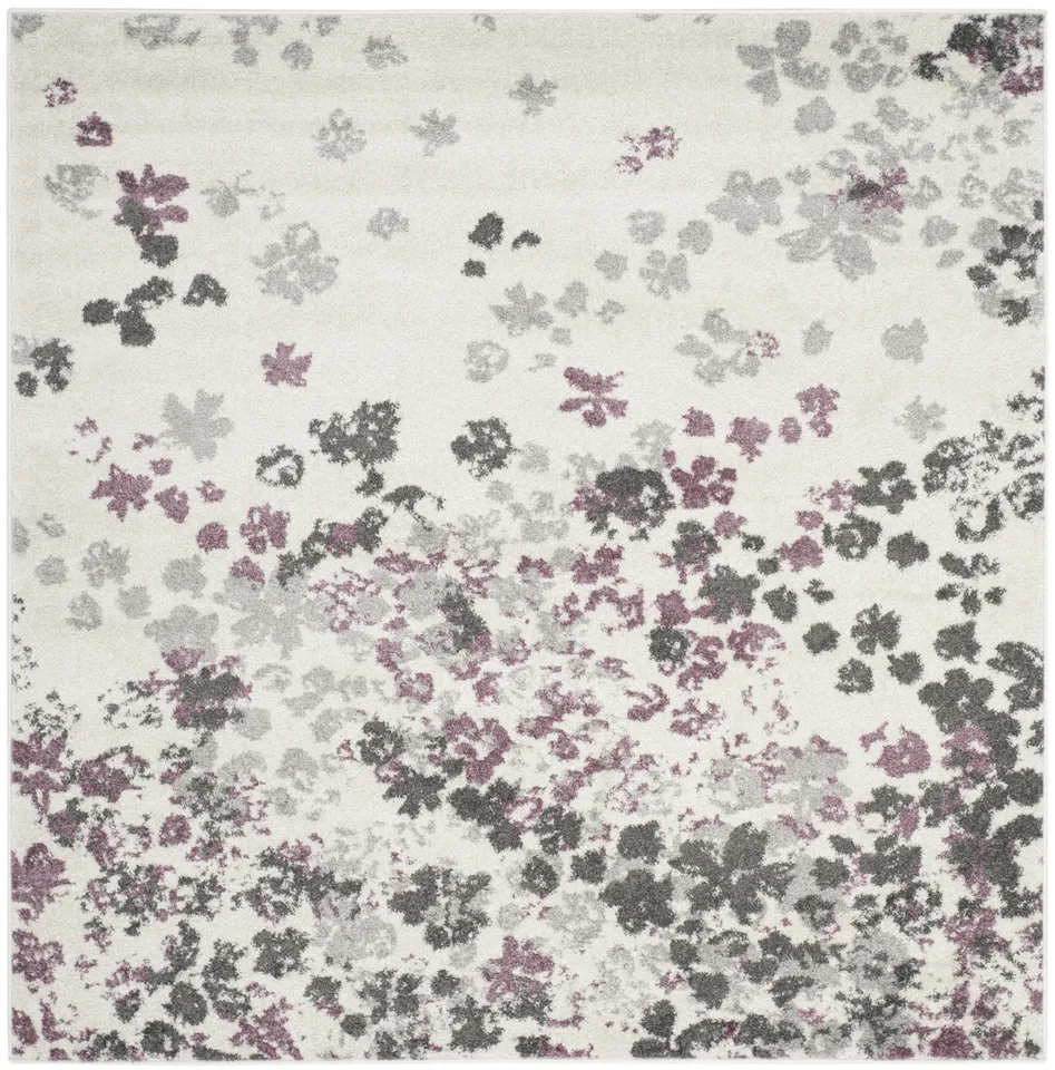 Arlo Home Woven Area Rug, ADR115L, Ivory/Purple,  8' X 8' Square