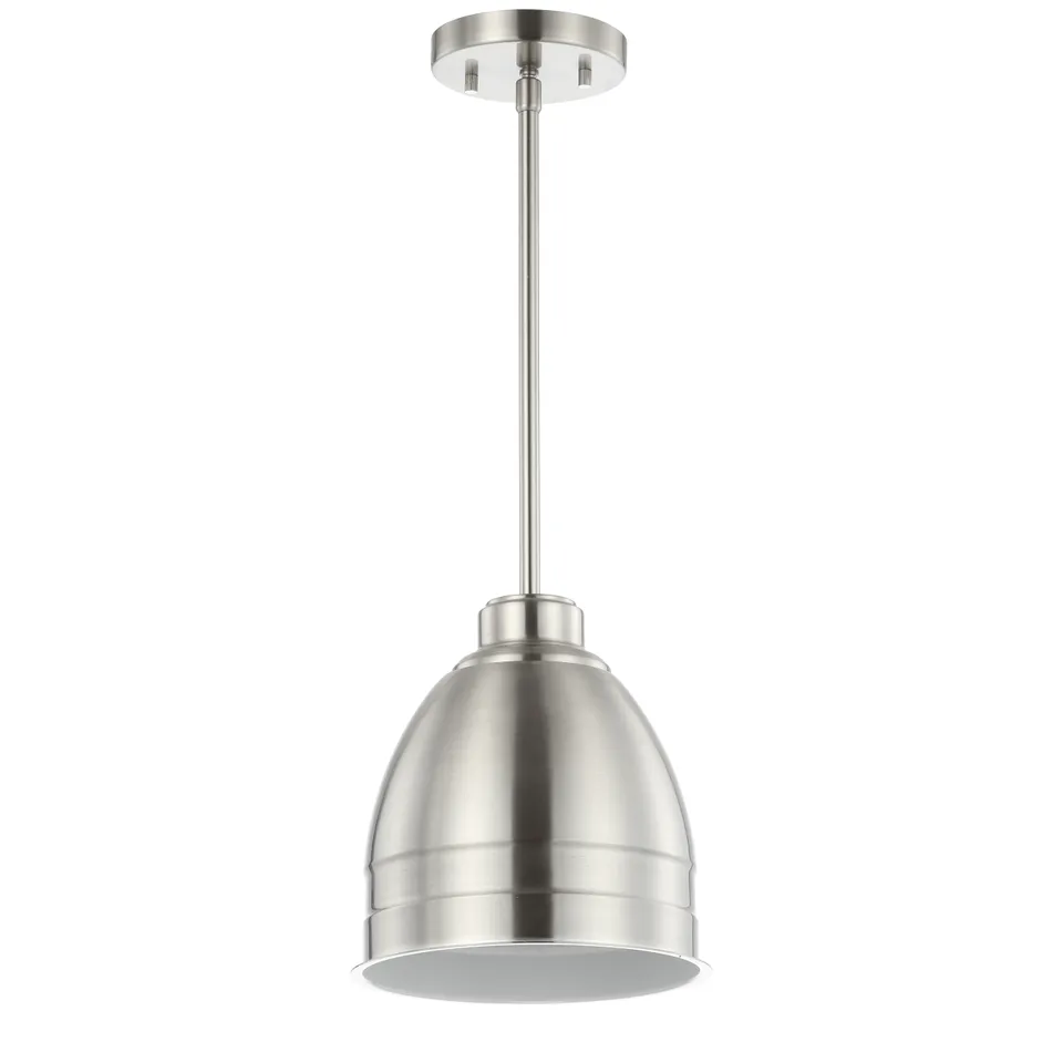 Riley Pendant - Brushed Nickel/White