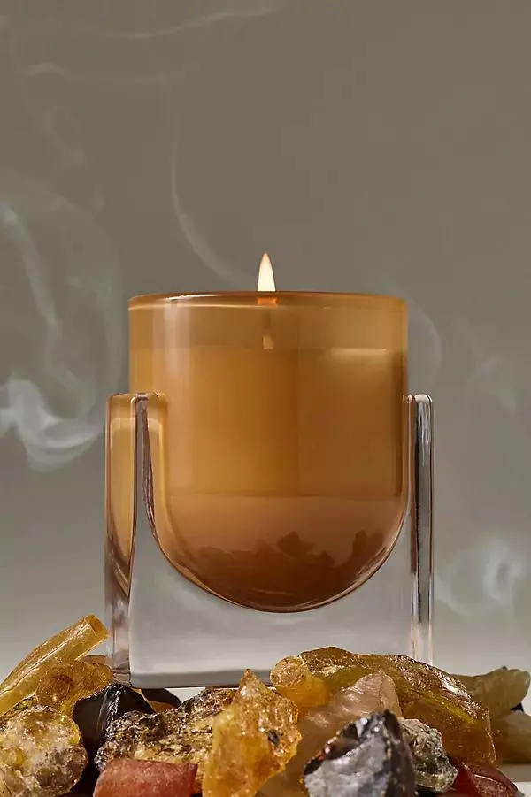 Found Notes Woody Incense & Amber Glass Candle