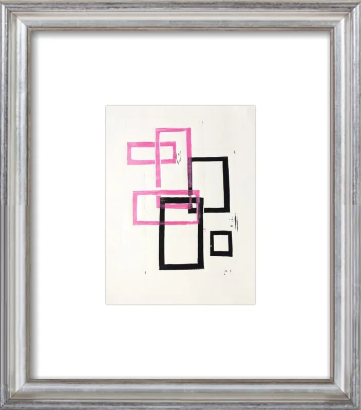 Pink and Black Geometric Squares x2 by Stacy Rajab for Artfully Walls