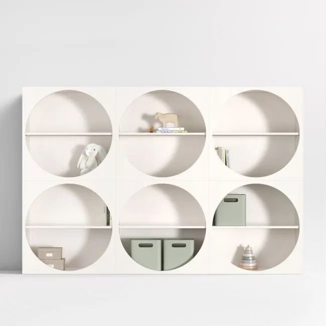 Twiggy 90" Modular Glossy Ivory Kids Open Bookcases, Set of 6
