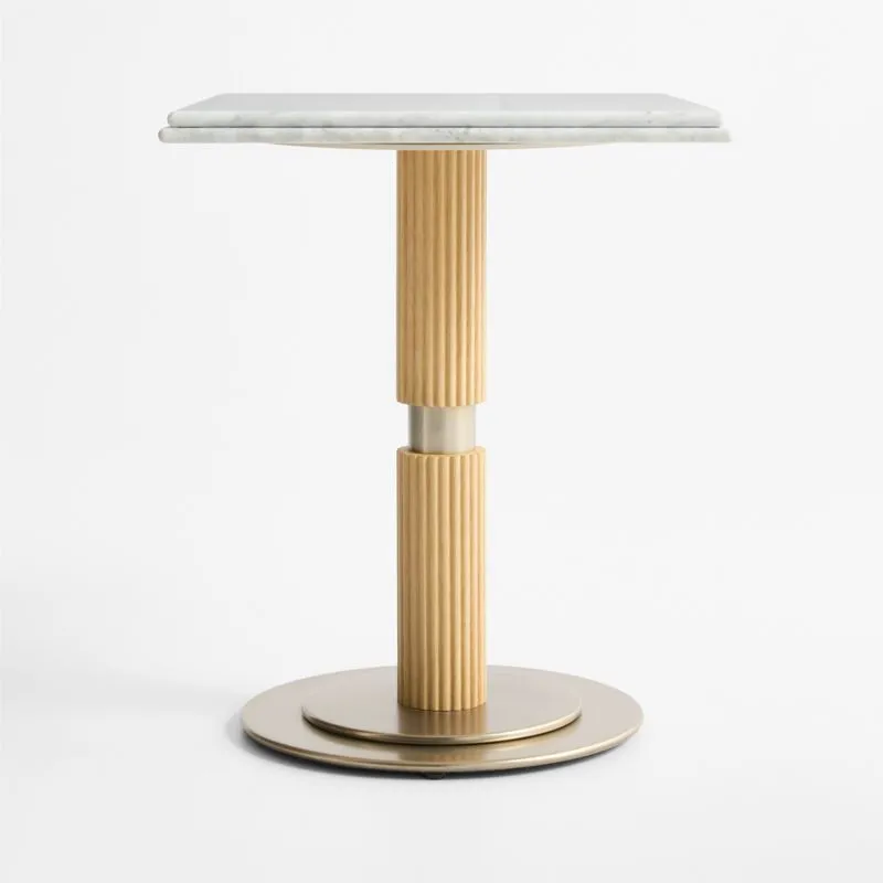 Chelsea 24" Carrara Marble & Oak Wood Bistro Dining Table