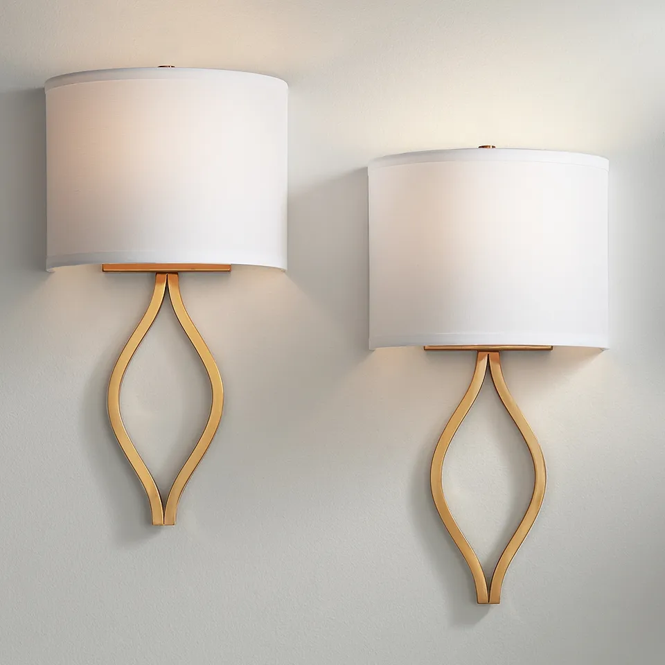 Possini Euro Sian 19 1/2" Warm Brass Half-Moon Wall Sconce Set of 2
