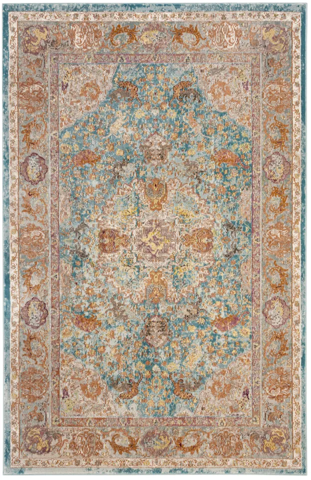 Arlo Home Woven Area Rug, ARA120B, Blue/Orange,  4' X 6'