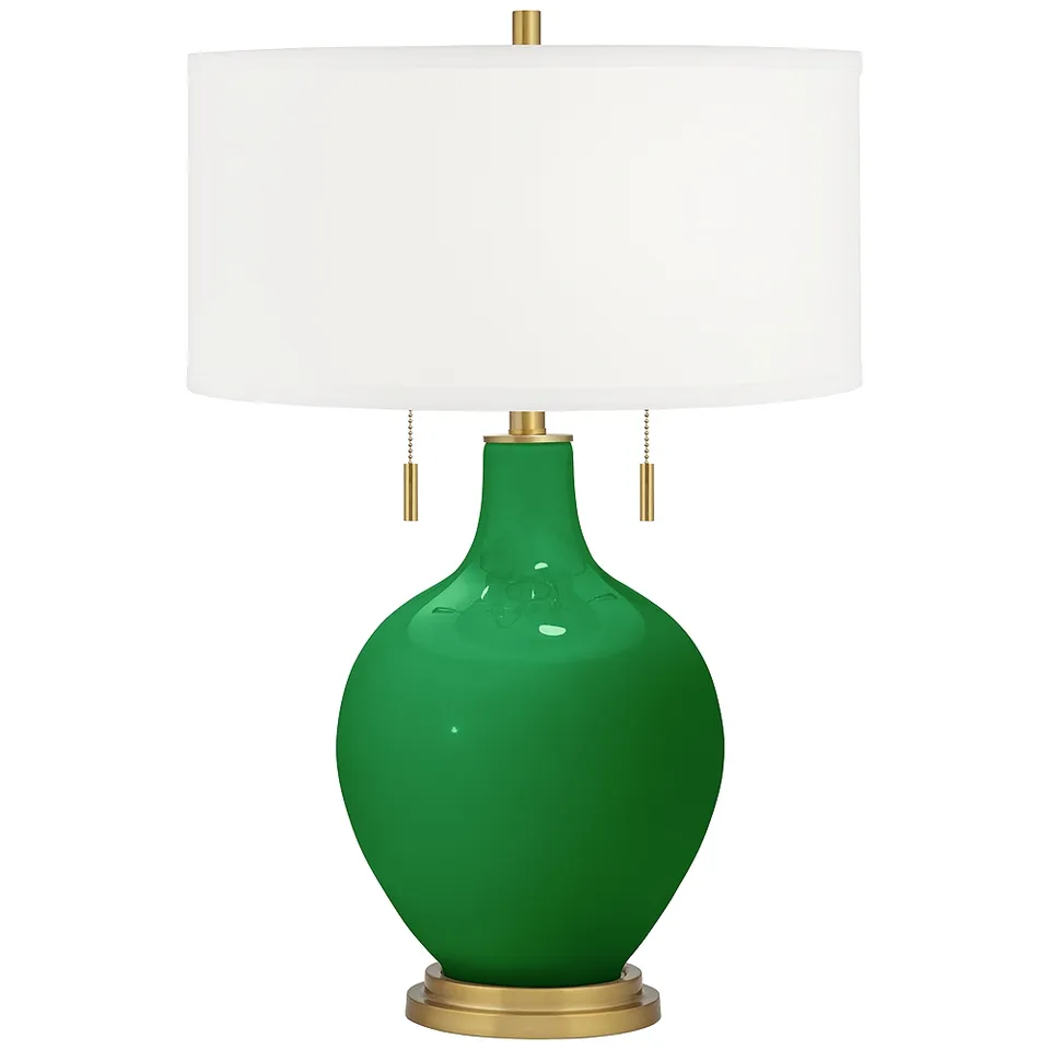 Color Plus Toby Brass and Envy Green Glass Table Lamp