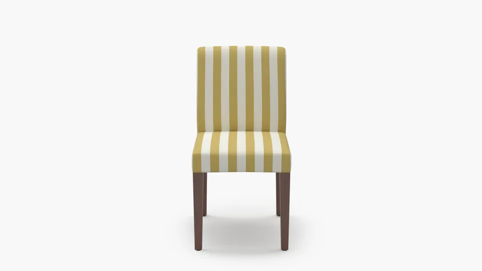 Signature Dining Chair, Citrine Cabana Stripe, Walnut Square Tapered Leg