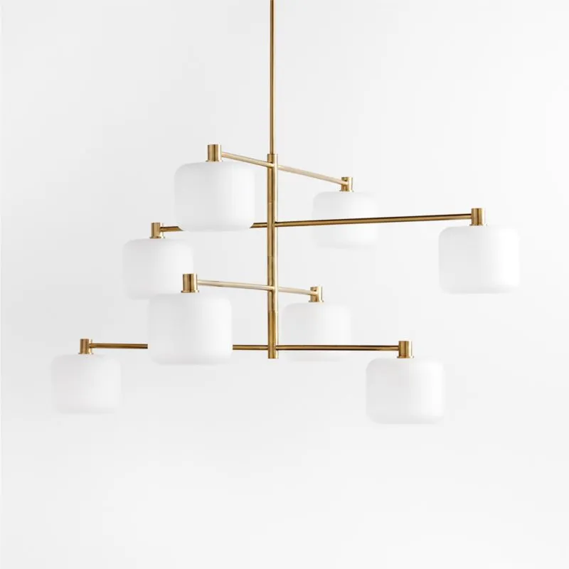 Colombe Burnished Brass and Glass Chandelier Light 50"