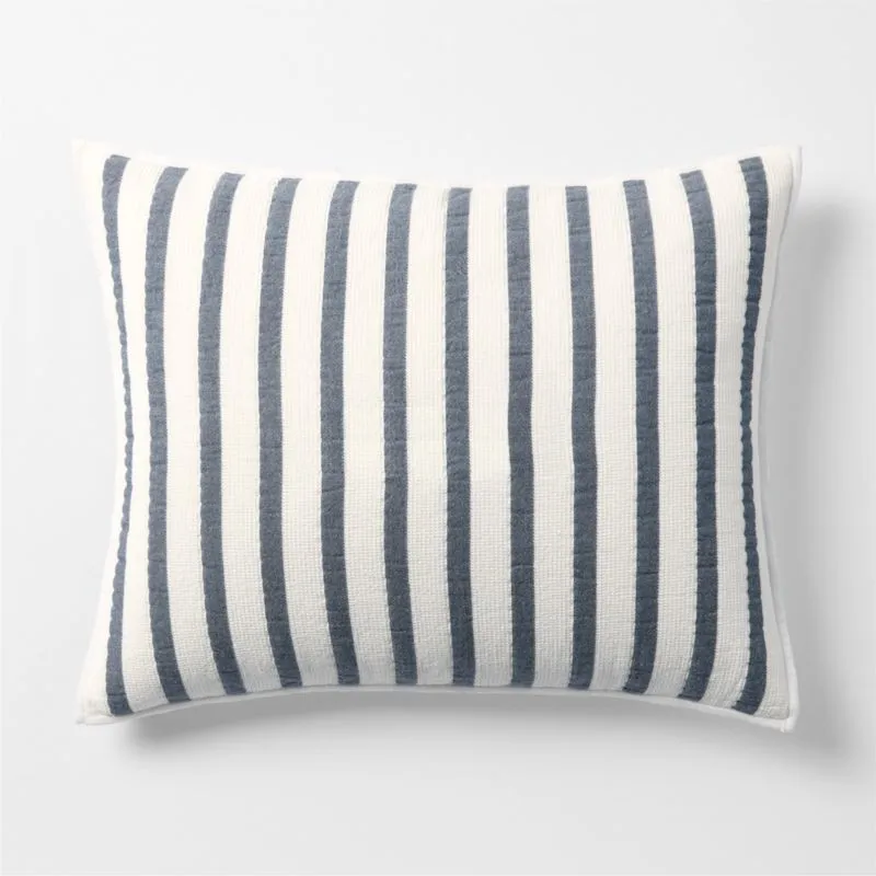 Navy Blue Stripe Waffle Weave 100% Organic Cotton Kids Pillow Sham