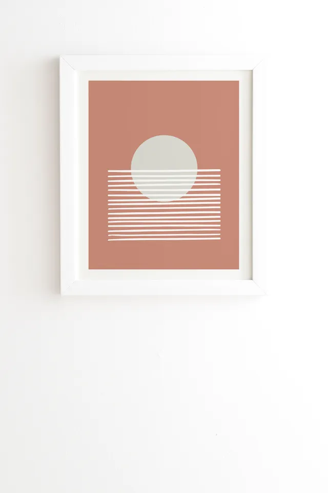 Terracota Sunset by Mambo Art Studio - Framed Wall Art Basic White 12" x 12"