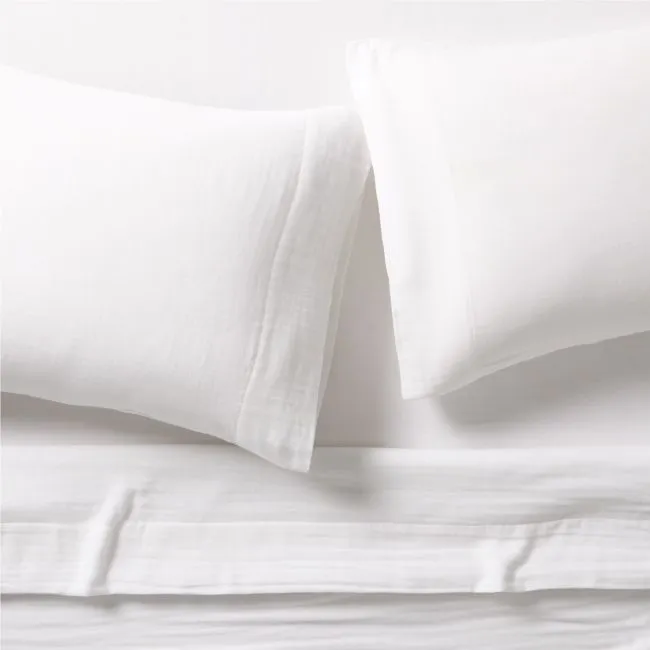 Organic Cotton Gauze Crisp White King Bed Sheet Set