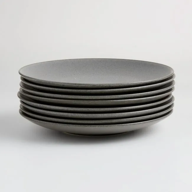 Craft Charcoal Grey Stoneware Coupe Dinner Plates, Set of 8