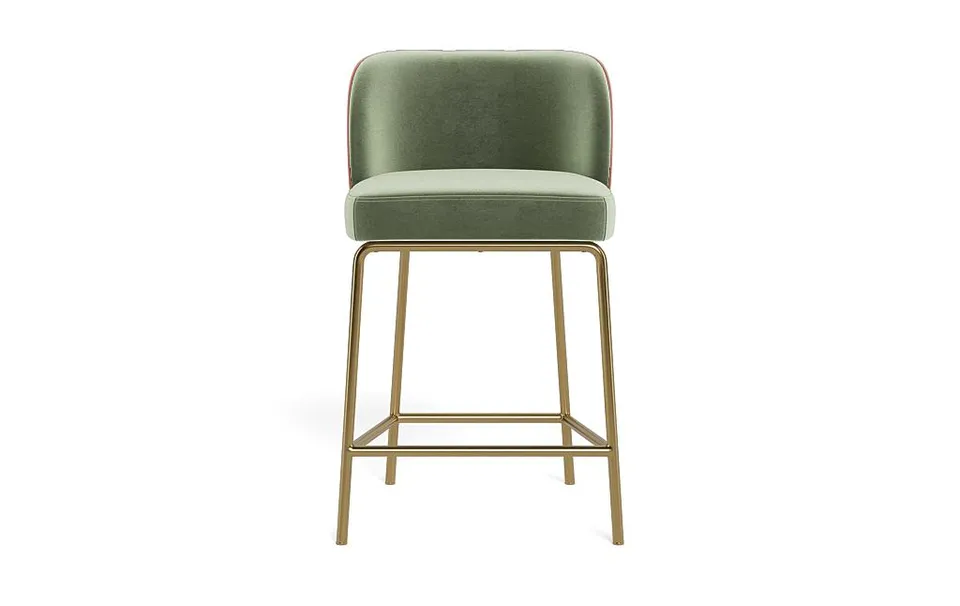 Graham Metal Framed Upholstered Counter Stool with Contrast Piping