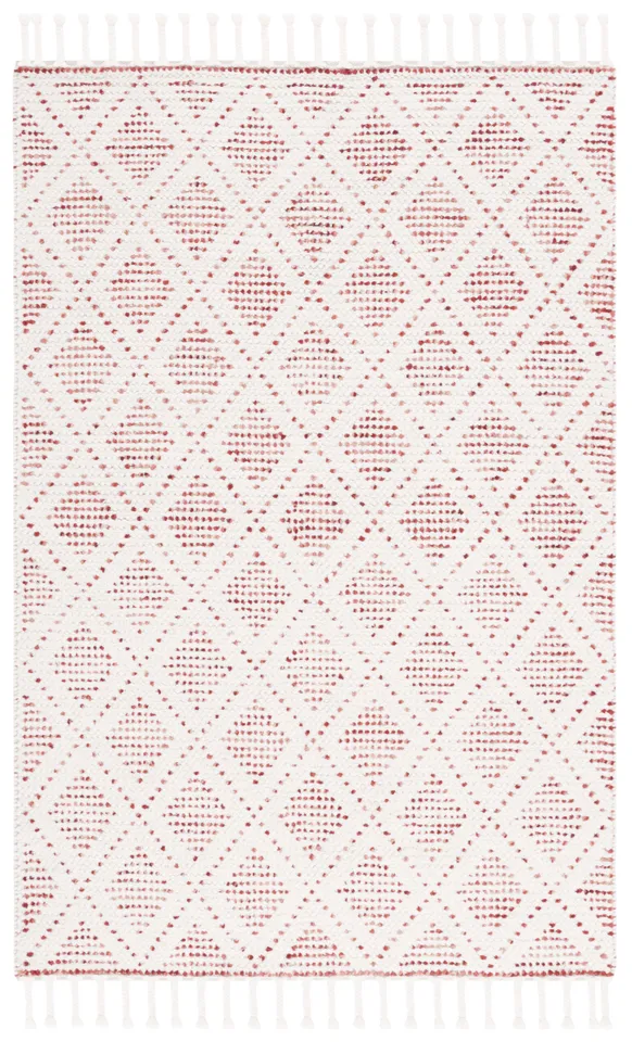 Safavieh Couture Natura Collection Hand Loomed Area Rug, Ivory / Red, 4' x 6'
