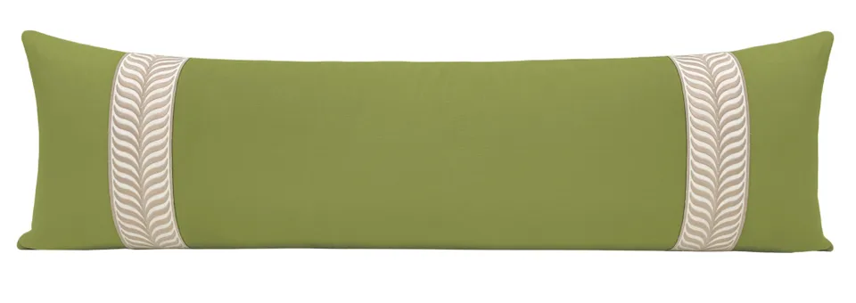 THE XL LUMBAR :: CLASSIC LINEN // OLIVE + TRELLIS TRIM // NATURAL - 14" X 48"