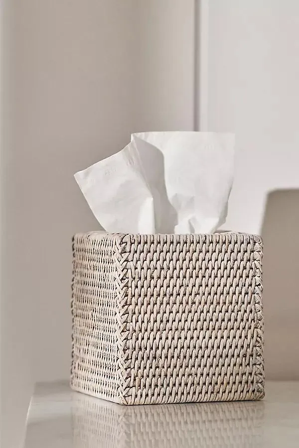Handwoven Rattan Tissue Box Cover
