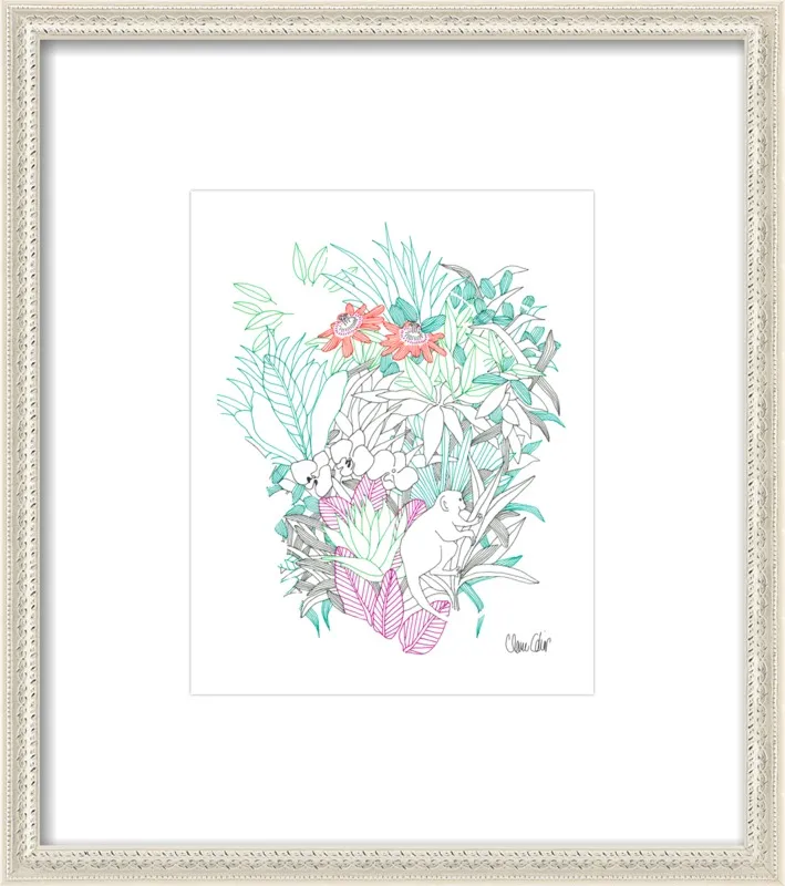 Passionflowers, orchids and the squirrel monkey  by Claire Colin for Artfully Walls
