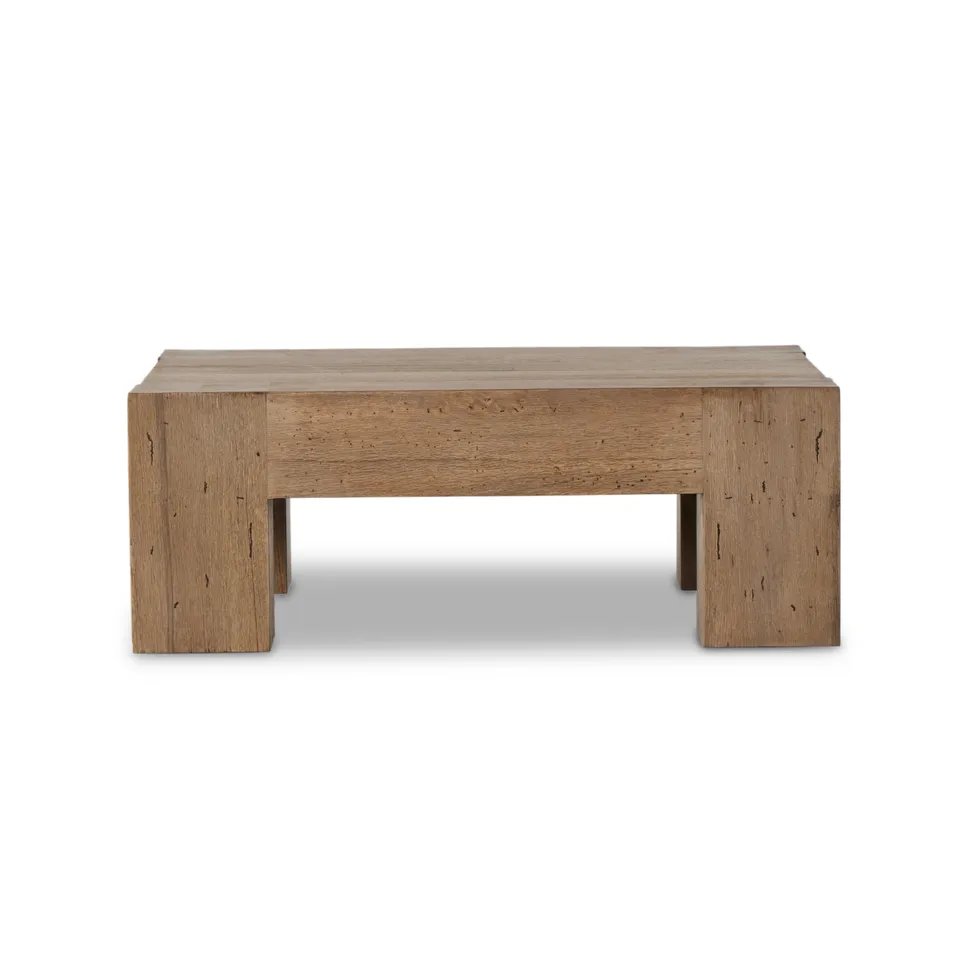 Abaso Small Square Coffee Table - Rustic Wormwood Oak