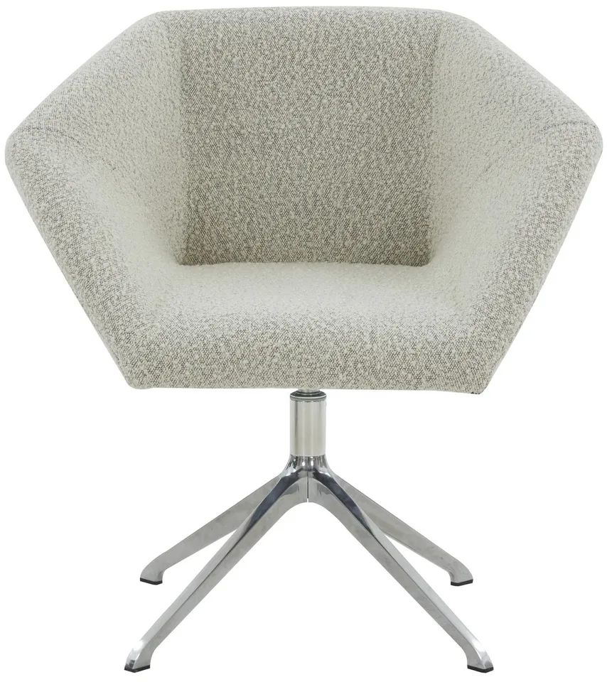 Felix Boucle Swivel Desk Chair - Light Grey/Silver