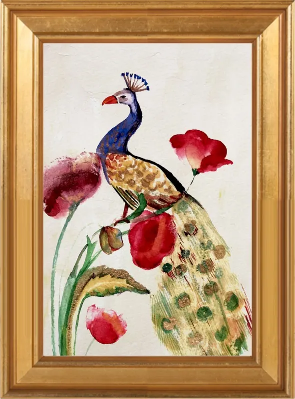 blue gold peacock by Ruti Shaashua for Artfully Walls
