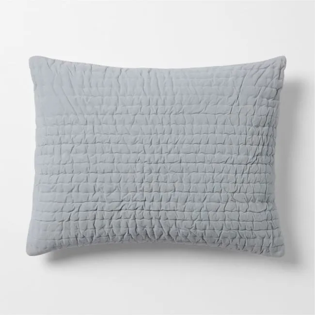 Organic Cotton Textured Velvet Pale Blue Standard Bed Pillow Sham