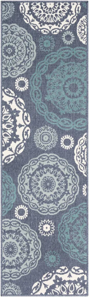 Alfresco Blue Outdoor 2'5" x 7'10" Machine Woven Rug