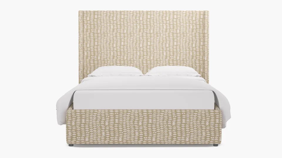 Modern Wingback Bed, Sand Odalisque, King
